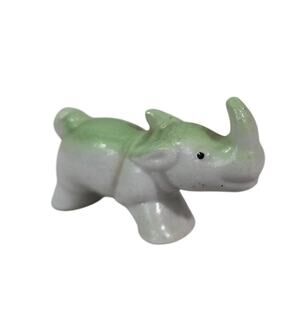 Vintage Ceramic Animal Figurine Japan Rhinoceros 1950’s Lime Green